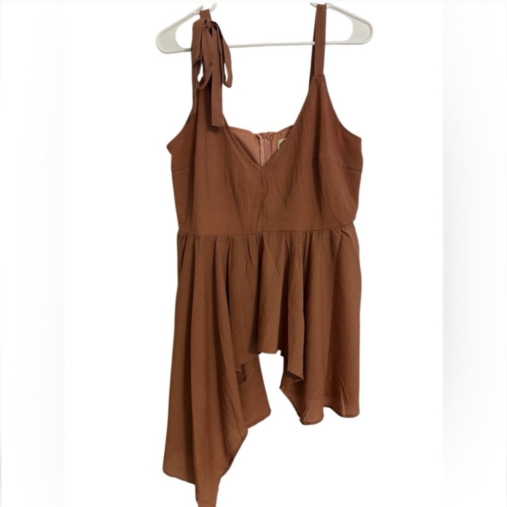 Mia Joy | Joyfolie | Women's  Asymmetrical Brown Boho Tanktop | L - XL